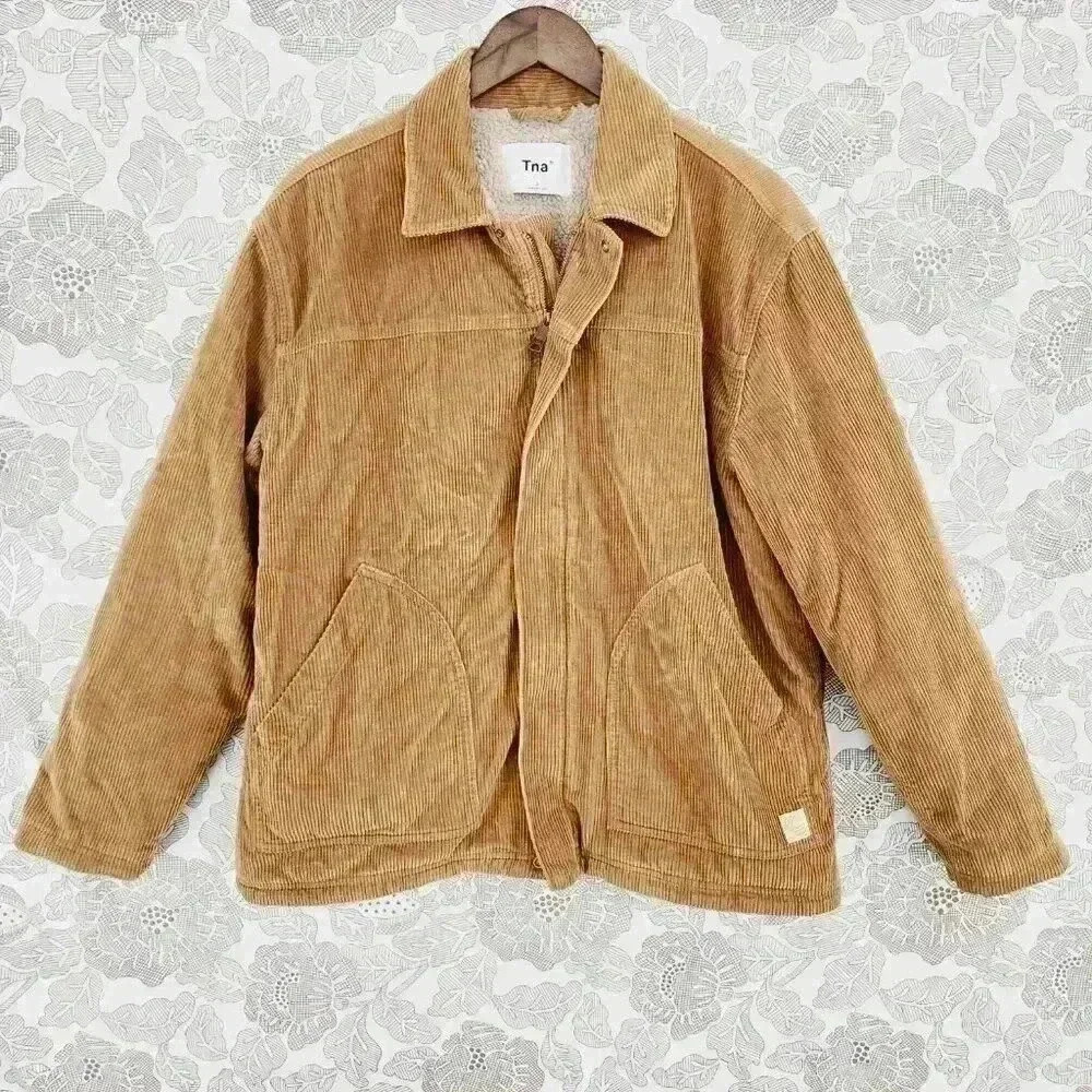 Tna Aritzia Corduroy Full Zip Teddy Lined Women's Jacket Size 2 Brown 506